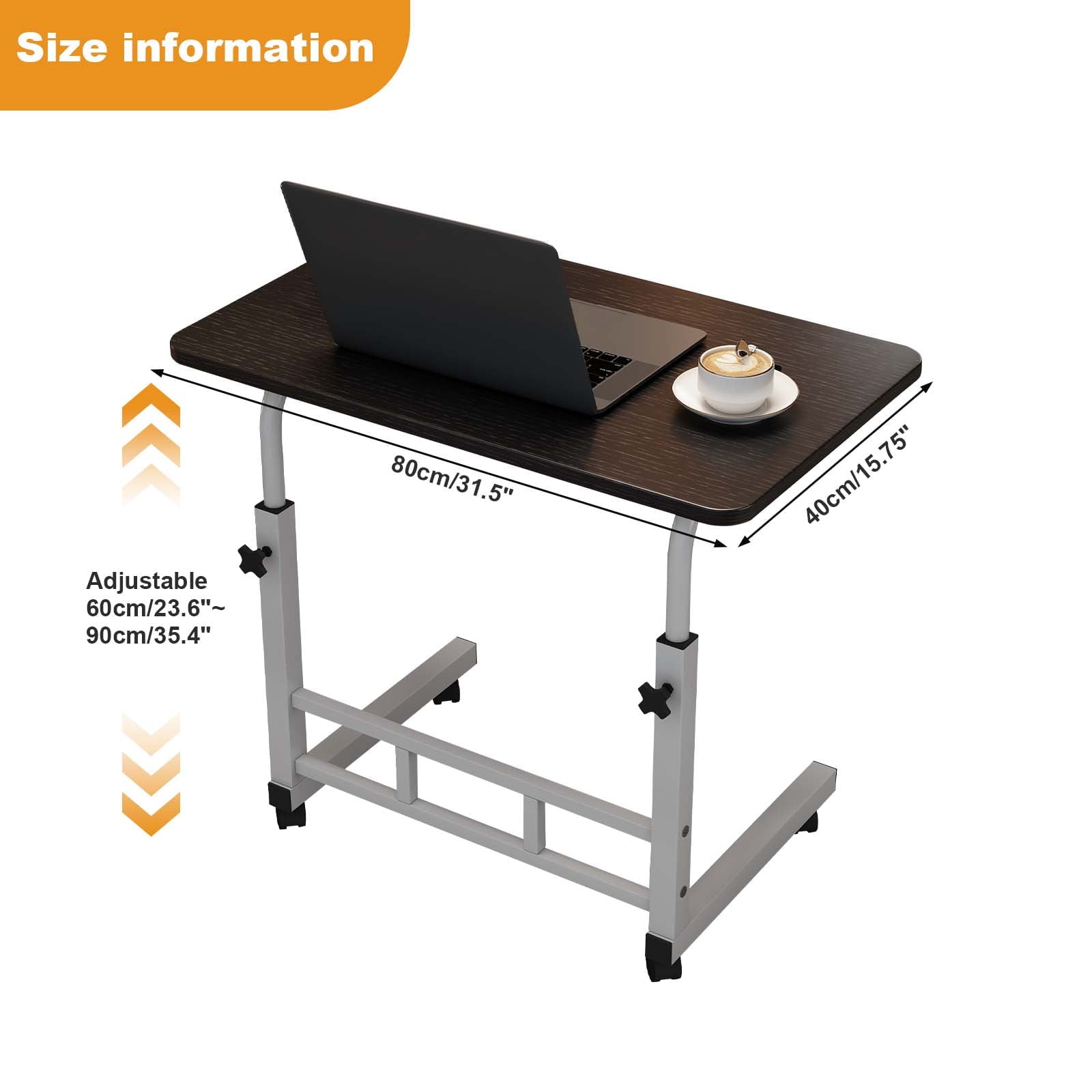 32" Small Standing Desk with Wheels,Mobile Stand Up Desks Adjustable Height Portable Laptop Standing Table, Small Computer Desk Rolling Desk for Home Office Study Bedroom,Height 23"-36"