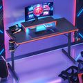 Bestier 42" Gaming Desk PC Computer Office Gamer Table Desk with LED Lights &amp; Monitor Stand in Red