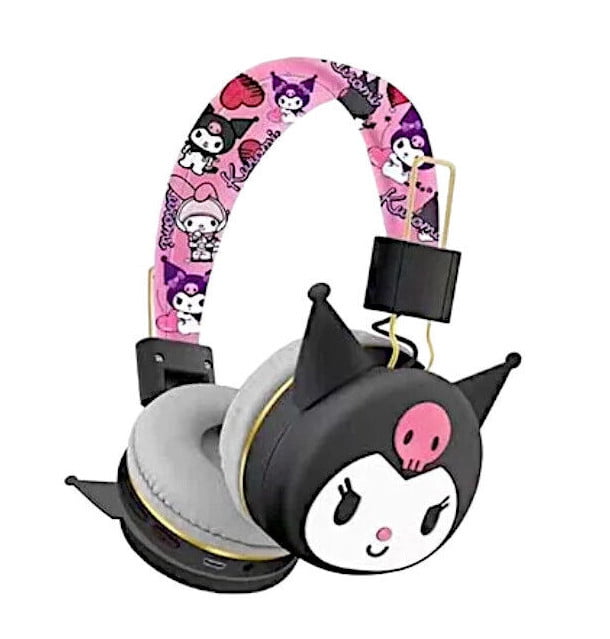Fashionable Cartoon Purple Kuromi Wireless Connecting Over-Ear Headphones, Stereo Music Noise-Canceling Gaming Headphones