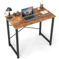 CONCETTA Computer Desk, 40 Inch with Storage Bag and Iron Hooks for Home, Office, Rustic Brown