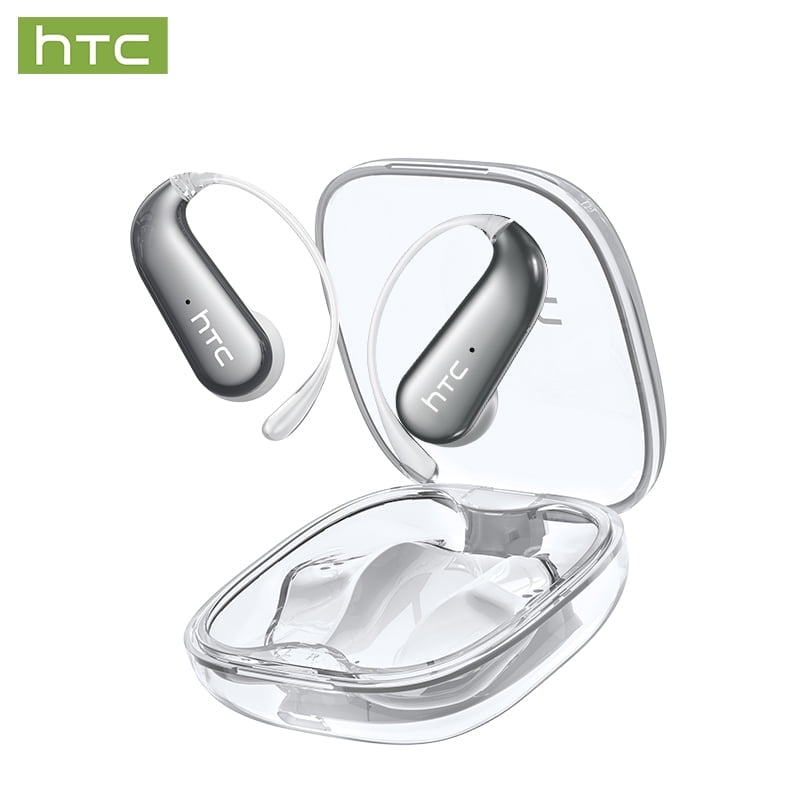 HTC NE38 Bluetooth 6.0 Open-Ear Earbuds, AI Translator, Noise-Cancelling, 130+ Languages, 40H Playtime, IPX5 Waterproof, Orange+Earbud Case