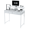 IULULU 31 inch Desk with 2 Drawers, Study Writing Wood Desk for Small Spaces, Home Office, White