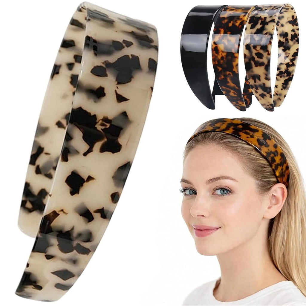 Thick Tortoise Shell Headband with Teeth for Women, 1.5in Wide, Acetate, No Slip, Retro Plastic Hair Accessory