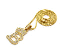 Unique Fashion 21 Stone Filled Small Initial Letter Alphabet B Pendant 2mm 24" Box Chain Necklace in Gold Tone